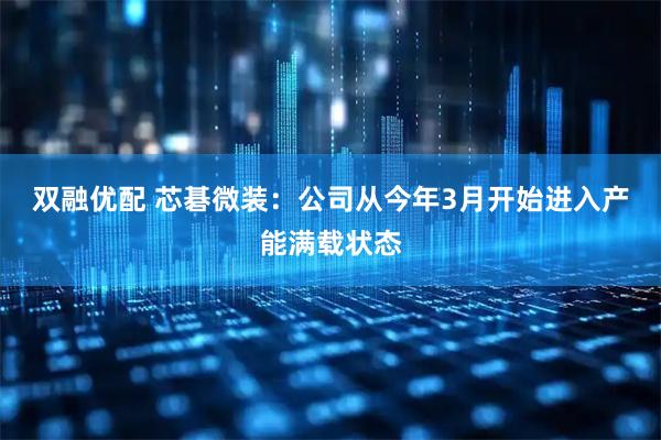 双融优配 芯碁微装：公司从今年3月开始进入产能满载状态